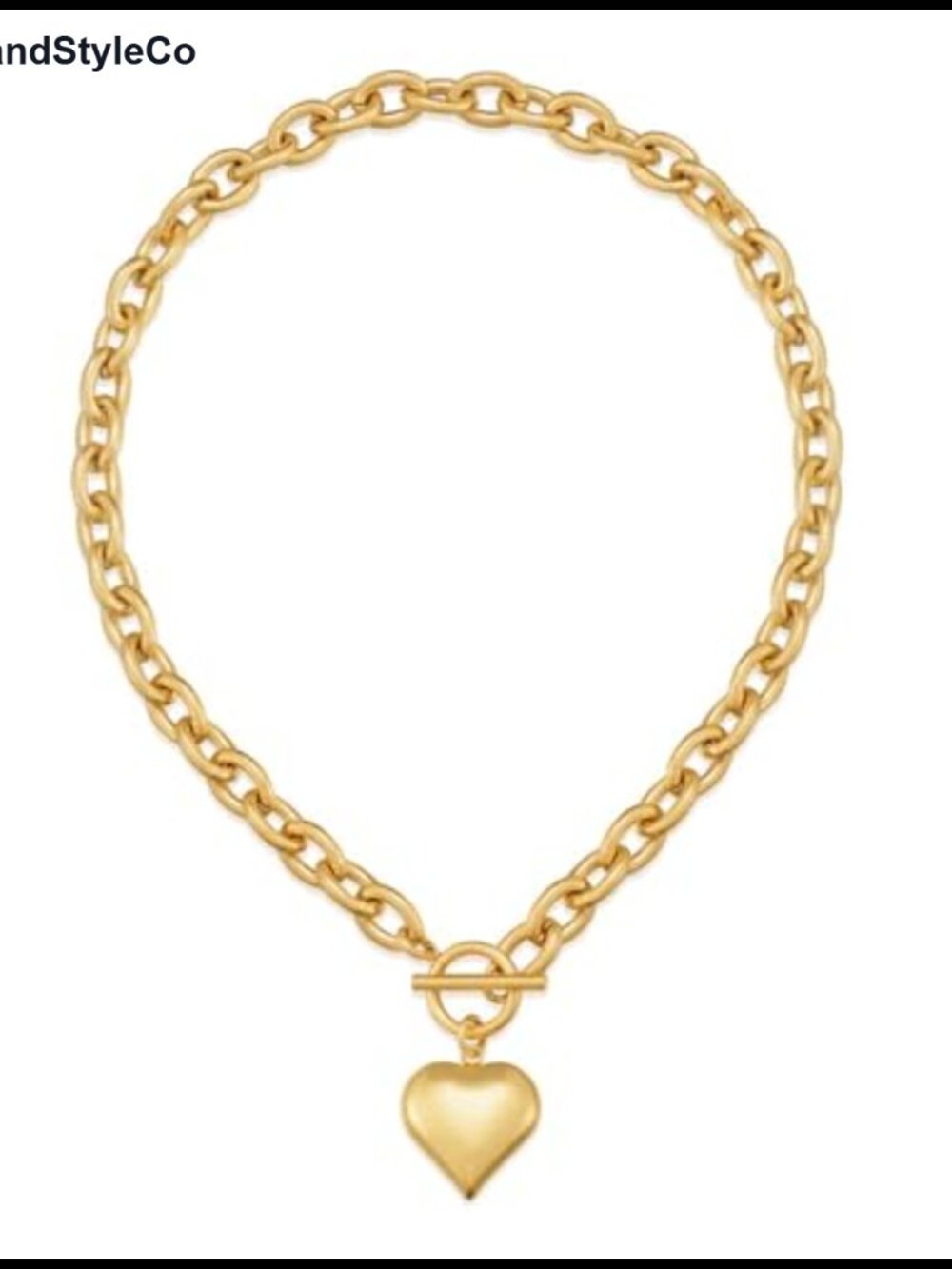 Heart Locket Necklace 14K Gold Plated Chunky Chain